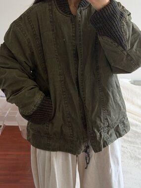 Free People Olive Green Bomber Jacket